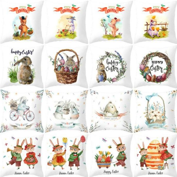 

пасхальный кролик печати наволочка полиэстер peach подушка крышки кожи домашний декор из натурального хлопка пальмовые листья кор фестиваль