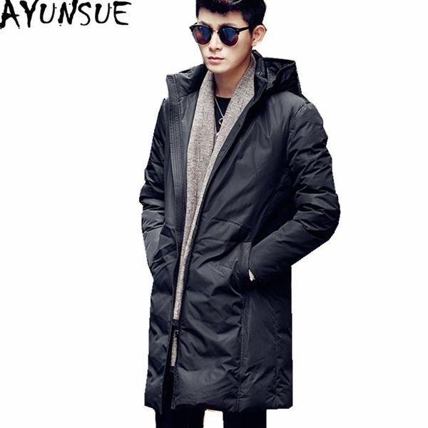 

ayunsue winter men's down jacket white duck down coats black warm slim jackets men hooded mens outerwear coat plus size wxf146