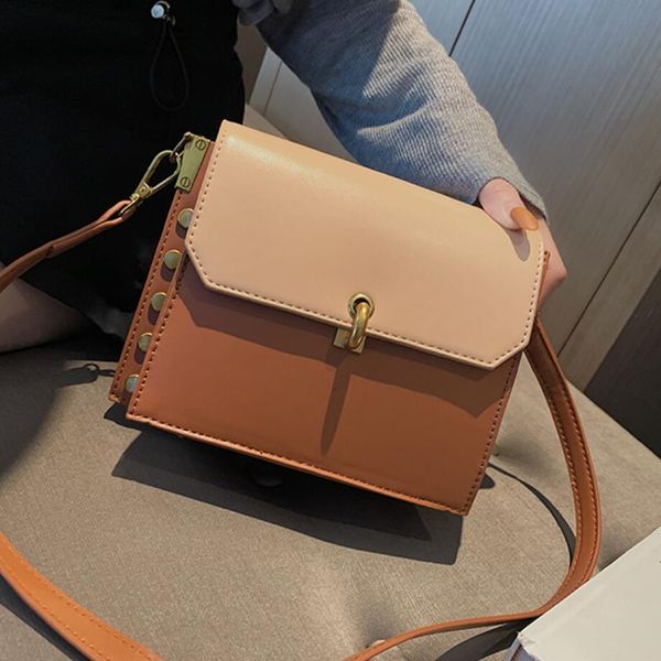 

retro fashion female flap bag 2019 new pu leather women's designer handbag rivet lock shoulder messenger bag
