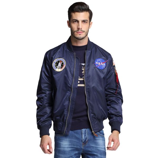 

outdoor designer custom clothing male nasa ma-1 pilot flight jacket male motorcycle explosion riding jacket male sports casual baseball top, Black;brown