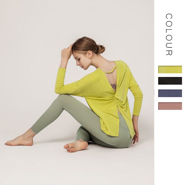 

solid yoga shirts back furcation yoga clothes long sleeve fast dry sports women's fitness clothes sports wear for gym, White;red