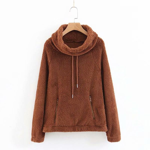 

new soft fleece camel hooded coats for women 2018 faux fur teddy jackets ladies lambswool warm coat female pullovers sweatshirt, Black