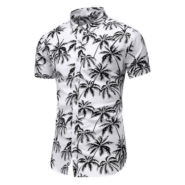 

2020 summer short sleeve shirt mens casual flower beach hawaiian shirts slim fit floral shirts men plus size 5xl 6xl 7xl, White;black