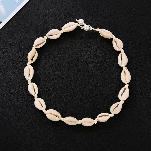 

new fashion black rope chain natural seashell choker necklace pearl collar necklace shell choker for women girl gift, Golden;silver