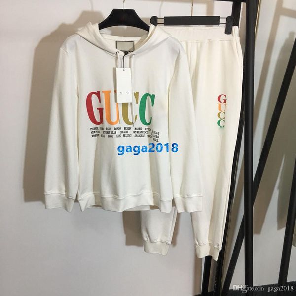 

high end женщины девушки спортивная одежда брюки набор толстовка толстовка многоцветный письмо с длинным рукавом блузка бег леггинсы брюки м, White