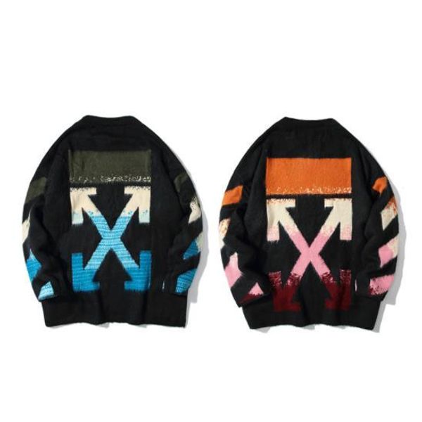 

luxury mens knitted sweater fashion design vintage distressed mohair couple knitted sweater correct version, White;black