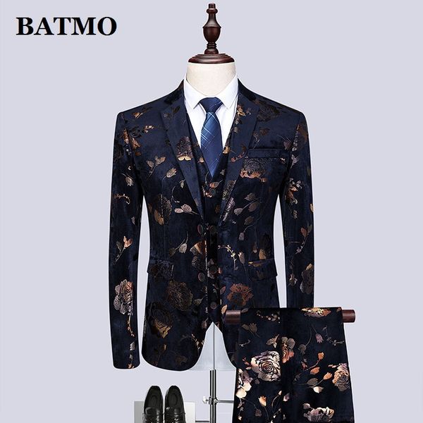 

batmo 2019 new arrival spring printed fashion casual suits men,wedding dress,plus-size s-6xl 1895, White;black