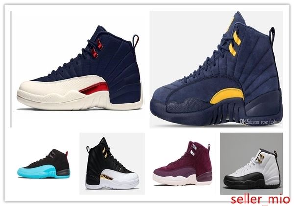 

12 bulls unc college navy wheat bordeaux the master black wool flu game michigan men basketball shoes 12s womens sneakers trainers