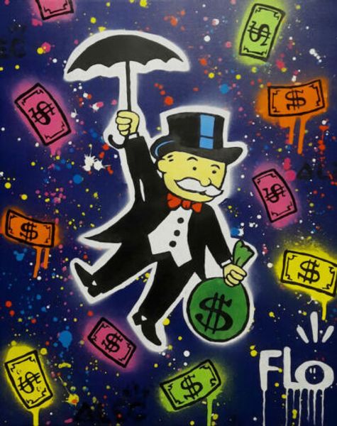 

alec monopoly oil painting on canvas graffiti art decor money umbrella home decor handcrafts /hd print wall art canvas pictures 191027
