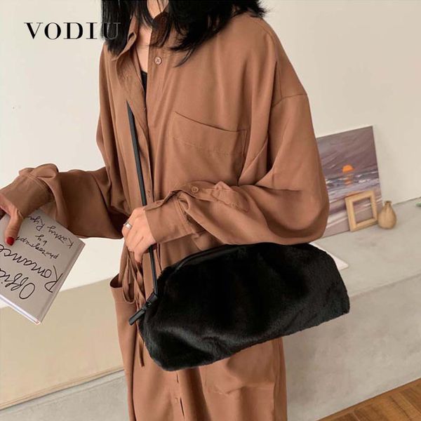 

2019 women's shoulder bags large capacity handbag fashion solid color plush messenger bags for women female casual tote