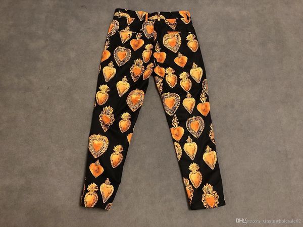 

19fw париж осень зима последний драгоценный камень корона письмо печати высокое качество мужской дизайнер топ мода черный полиэстер брюки 57, Black