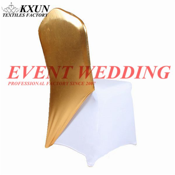 

gold mettalic half lycra spandex chair cover cap stretch chair hood covers for wedding event decoration
