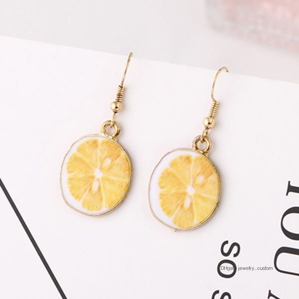 

Hot Sell Acrylic Slice Drop Earrings Round Orange Ear Drops Fashion Cute Fruit Brincos Women Girls Bijoux Drop Earrings E0151