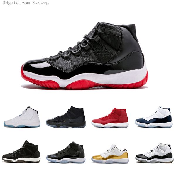 

новое прибытие 11 11s mens basketball обувь колпачок и платье blackout платина оттенок gym red разводят высокий мужчины женщины спорт тренер