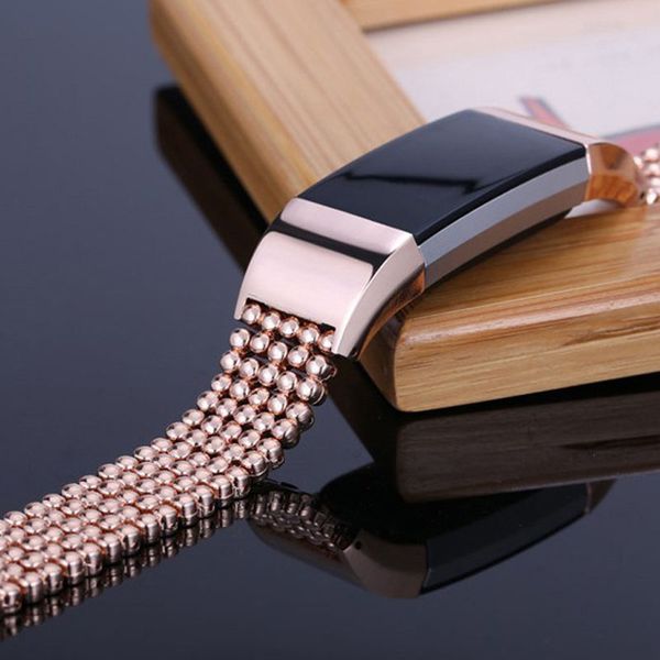 

2017 luxury steel bead style smart watch band fashion replacement women female wrist strap bracelet for fitbit charge 2, Black;brown