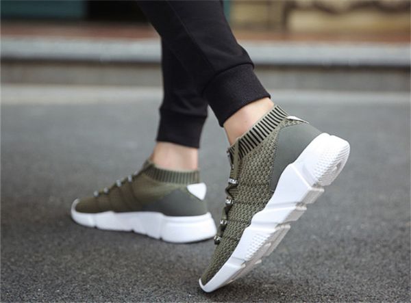 

2019 autumn and winter new flying line knitted men's casual outdoor sports trend wild shoes shock absorption non-slip comfortable, Black