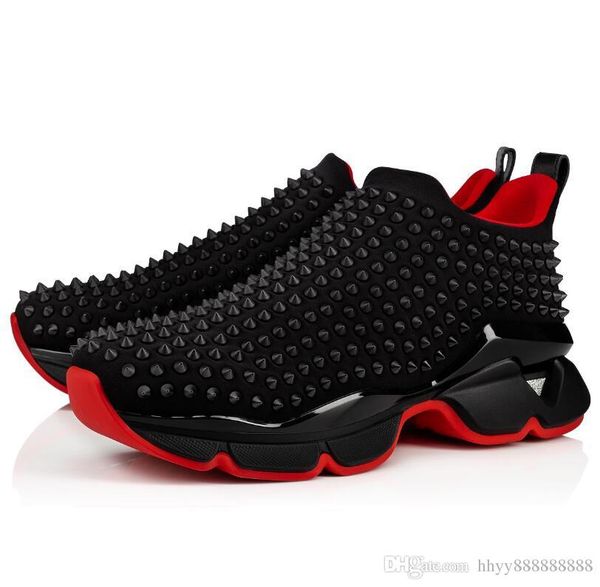 

Arrival Krystal Spike Sock Donna Flat Sneakers Designer Luxury Mens Red Bottoms Shoes Womens Rivet Spiky Sock Junior Spikes Flat with boxs