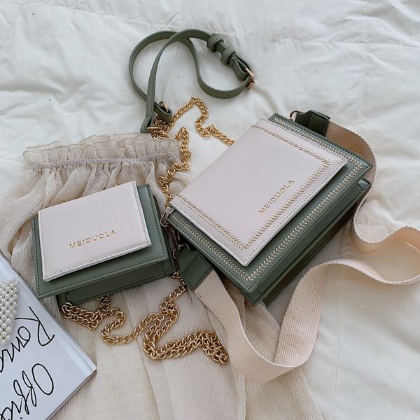 

wild small women's bag 2019 new korean fashion contrast color chain women's bag simple shoulder personalized messenger