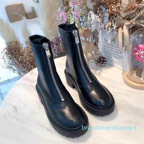 

autumn and winter new ladies shoes luxury designer shoes british retro fashion wild locomotive martin boots, Black