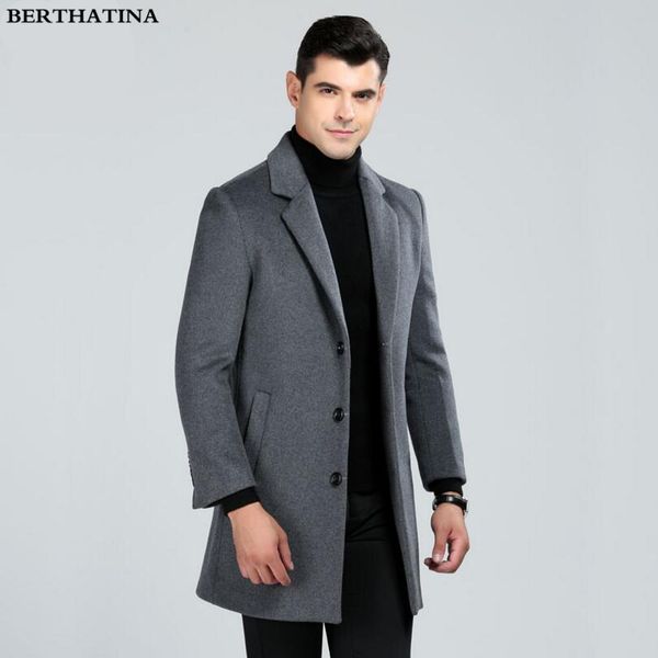 

2018 new autumn winter men fashion boutique solid color business casual long section woolen coat men high-end brand leisure coat, Black
