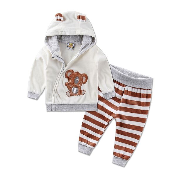

2019 new children sports girls boys set velvet casual winter spring warm hooded zipper long-sleeve outfits baby kid clothes t200526, White