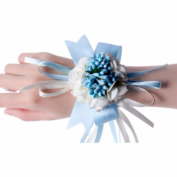 

new pack of 1 artificial flowers wrist corsage wedding party prom hand flower decor for bridal bridesmaids wedding decoration