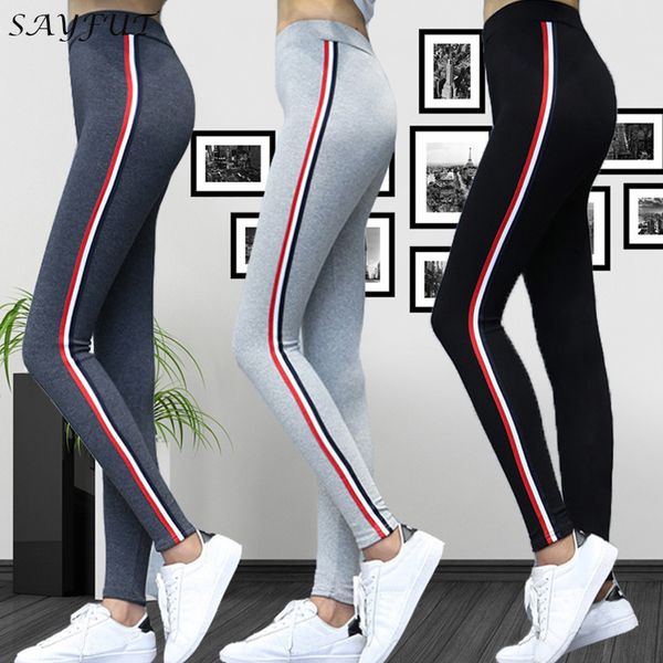 

workout pants women's super elastic sportes pants black gray tummy control capris pants fashion stripe on side plus size s-5xl, Black;white