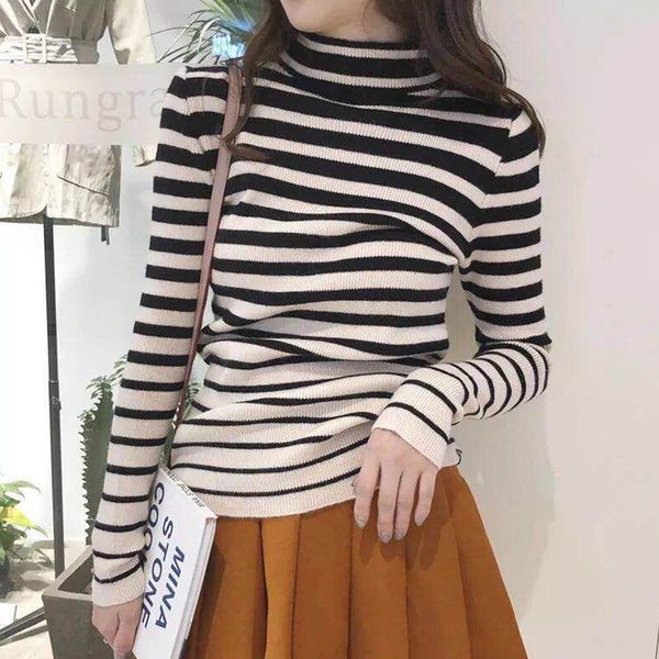

black khaki blue round neck long sleeve pullovers pullovers sweaters jumpers for women vintage striped sweater jacket shirt, White;black