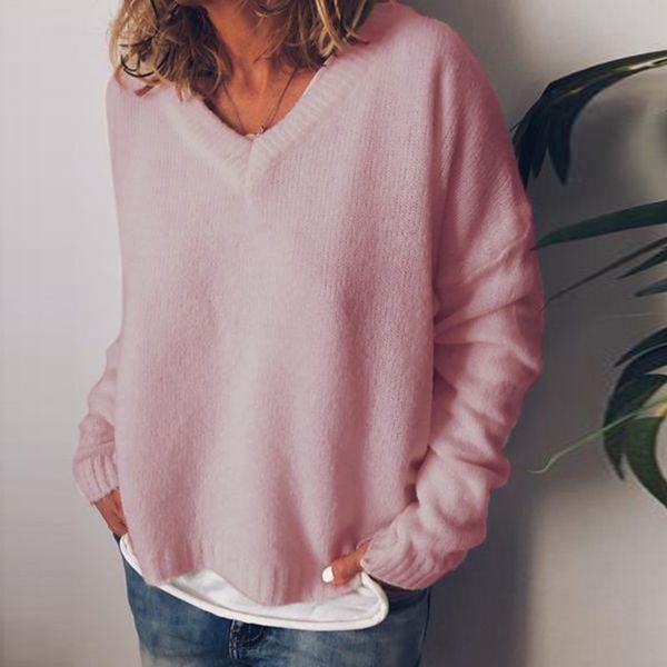 

2019 new women sweater plus size autumn winter casual long sleeve solid colors sweater loose female sweaters women clothing, White;black