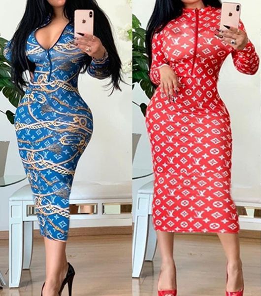 

Women long leeve winter dre de igner mid calf one piece dre good quality kinny kirt elegant luxury clubwear klw1927