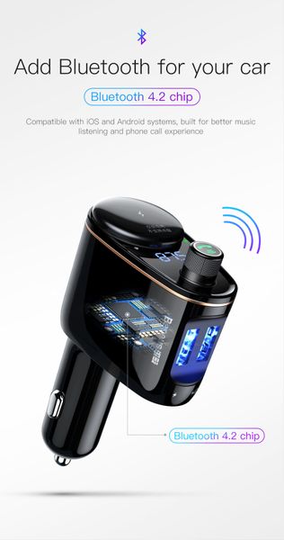 

baseus bluetooth car charger fm transmitter audio mp3 player car cigarette lighter socket splitter car phone charger