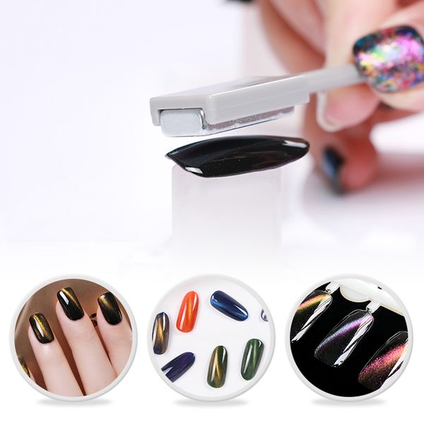 

2019 new women diy double-head magnetic cats eyes magnet plate 3d cat eyes nail art tool, Silver
