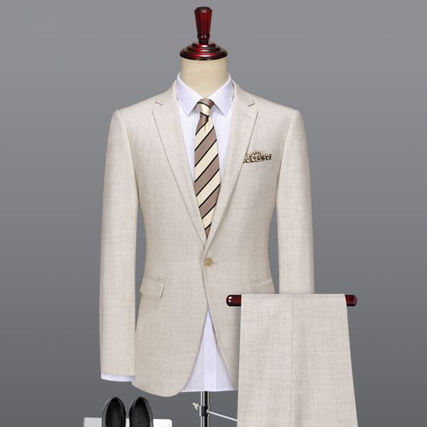 

summer men suit wedding groom mens suits with pants light yellow thin business man formal man suits set 6xl 58 plus size, White;black