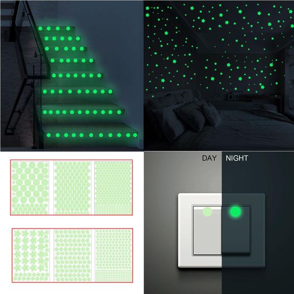 

3d наклейки звезды дот glow in the dark luminous флуоресцентные наклейки стены нетоксическо переключатель пвх лестничные номер декоры беспла