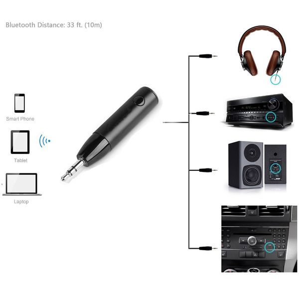 

3.5mm headphone speaker bluetooth audio receiver auto wireless mini black car hands-bluetooth adapter stick 4.1