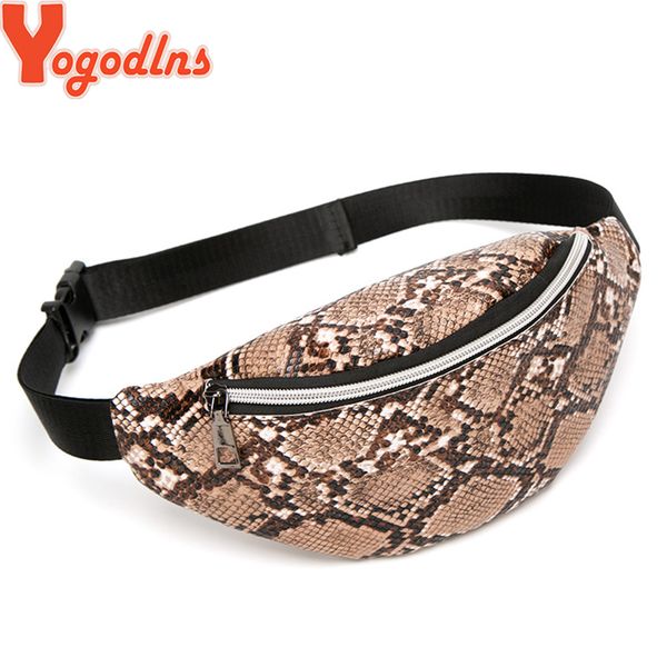 

yogodlns snake print shoulder messenger waist bags for women crossbody bag serpentine fanny chest bags sac a dos bolsas feminina