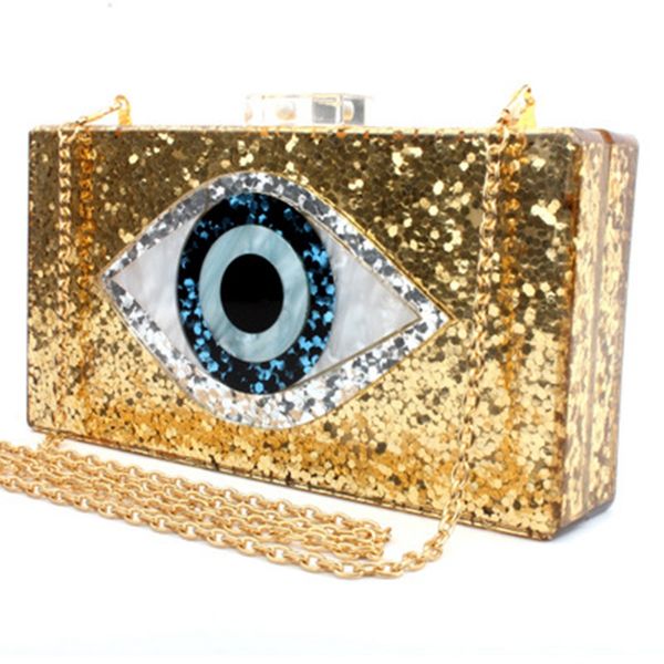 

2020 new trend wallet messenger bag eyes sequins acrylic clutch bag unique shoulder diagonal evening