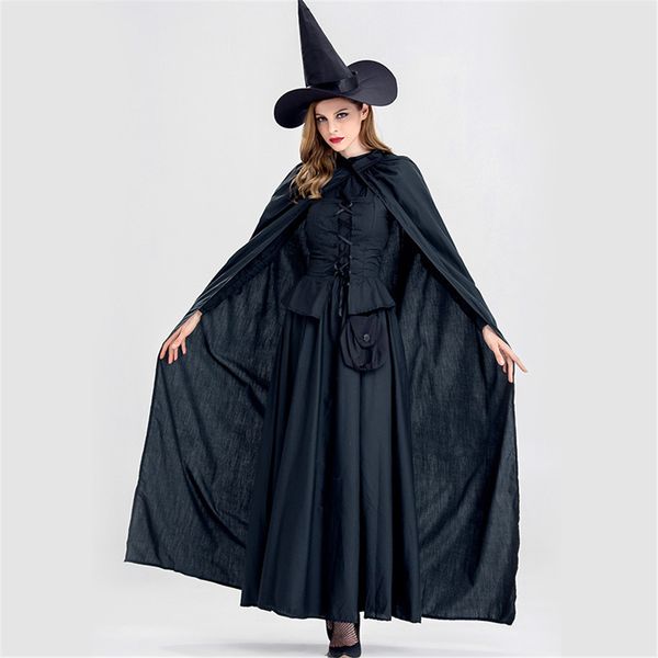 

cosplay halloween new cloak witch cosplay stage costume pure black witch game costume