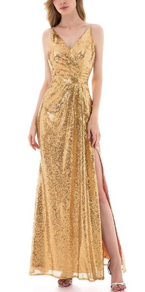 

gold long bridesmaid dresses sequin prom gown, White;black
