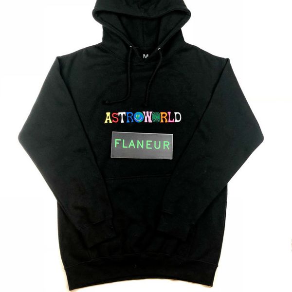 

astroworld hoodie mens designer fleece sweatshirts aw embroidery hip hop pullover new travis, Black