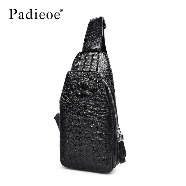 

wholesale men sling bag chest bag shoulder crossbody bags satchel genuine leather bag fashion crocodile skin
