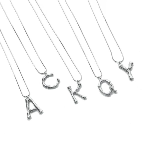 

silver color initials name necklaces personalized big english letter necklace pendant for women girls