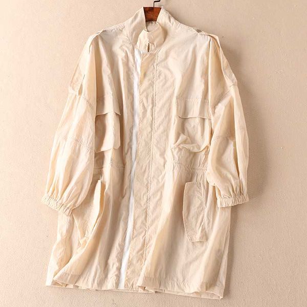 

sun protection women jacket clothing female long section collar thin coat oversize casaco feminino jaqueta feminina chaquetas, Black;brown