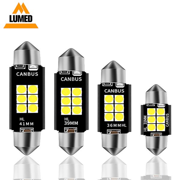 

100x аксессуары автомобильные светодиодные фестона c5w canbus led 3030 6 smd интерьер купола лампы авто товары 9-16 ic