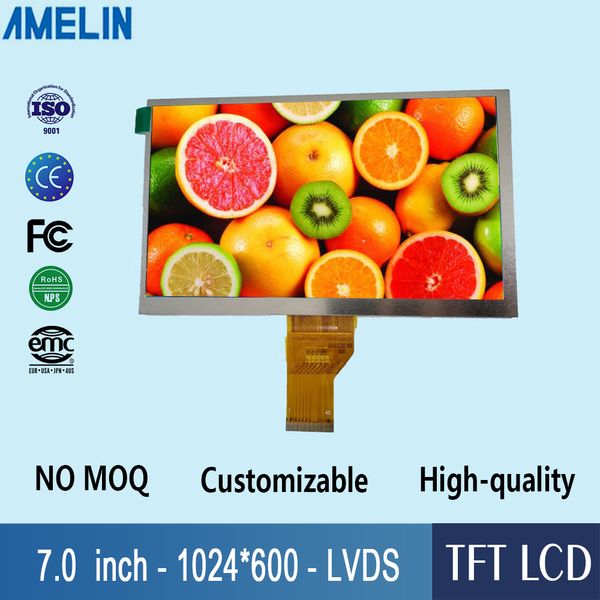 Display del modulo LCD TFT da 7 pollici 1024 * 600 con interfaccia LVDS e schermo con angolo di visione IPS