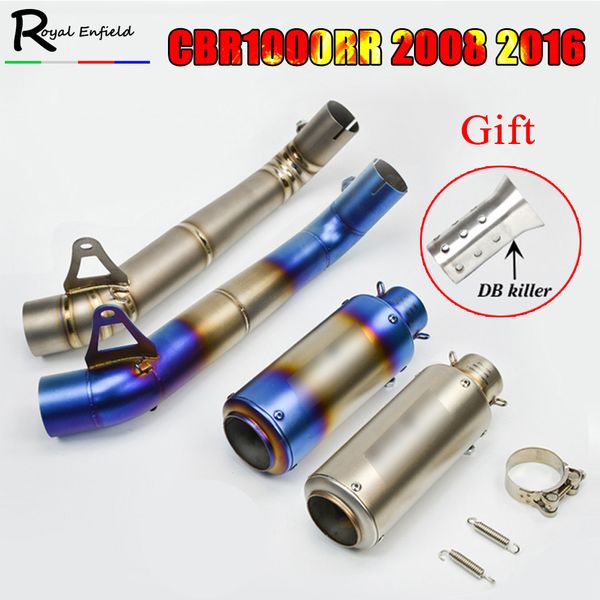 

cbr 1000rr slip-on motorcycle exhaust middle link pipe with db killer for cbr1000rr 2008 2009 2010 2011 2012 2013 2014