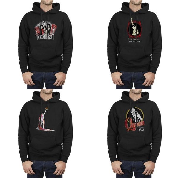 

men design printing queen lead singer freddie mercury black pullover sweatshirt vintage superhero cute hoodie camiseta freddie mercury