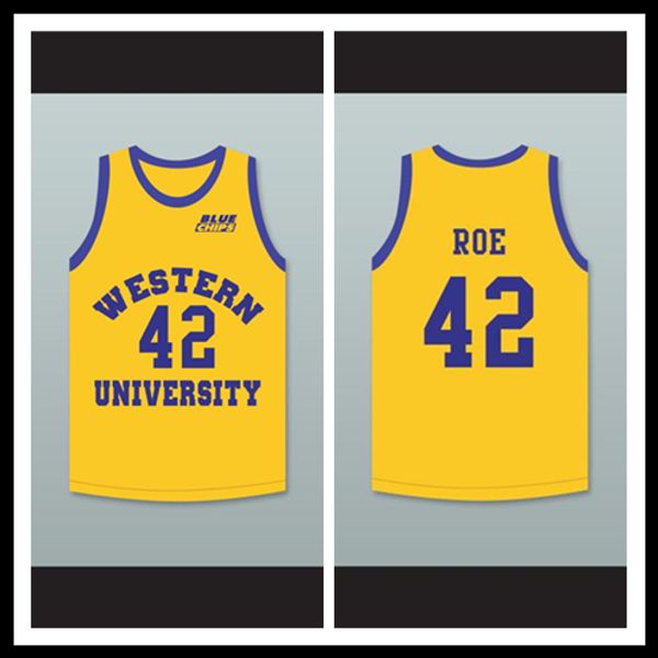 

Anthony C Hall Tony the Point Shaver 44 Western University Yellow Basketball Jersey with Blue Chips Patch