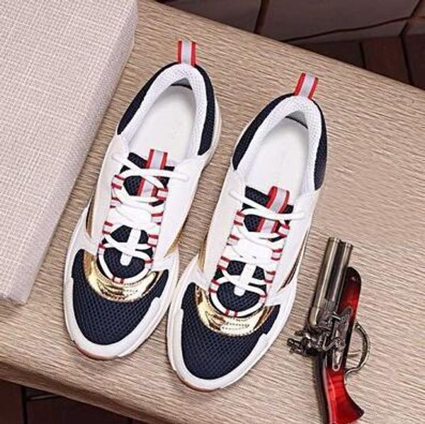 

men canvas and calfskin europa fashion sneaker trainers fashion new sneakers b22 trainer technical knit shoes c20 c22, Black