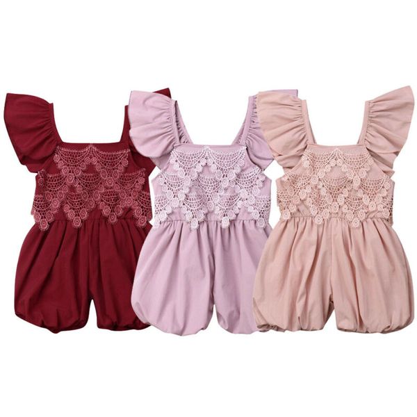 

baby romper 1-5years infant kid baby girl clothes lace romper ruffle jumpsuit sleeveless outfit sunsuit
